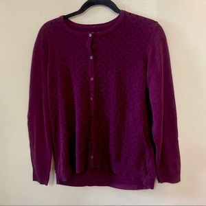 Croft & Barrow Purple Polka Dot Cardigan